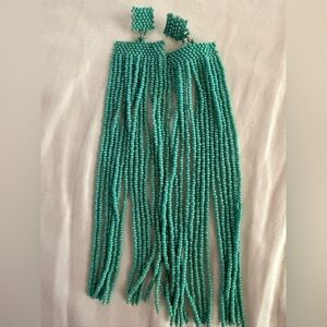 Beaded turquoise statement earrings